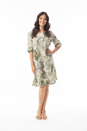 Mekko, Orientique Lima Olive Contemporary 3/4 Sleeve